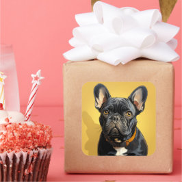 かわいい犬のステッカー スクエアシール