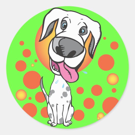 かわいい犬のステッカー ラウンドシール (正面)