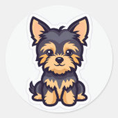かわいい犬のステッカー ラウンドシール (正面)
