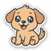 かわいい犬のステッカー – 愛らしい漫画の子犬のデザイン シール (正面)