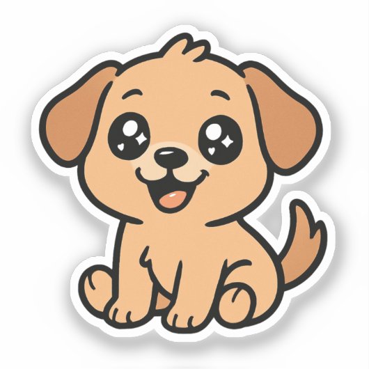 かわいい犬のステッカー – 愛らしい漫画の子犬のデザイン シール (正面)