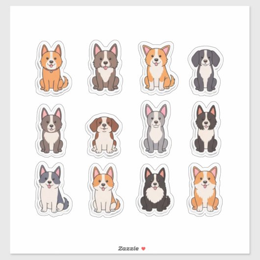かわいい犬のセット シール (シート)