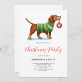 かわいい犬のセーター クリスマスパーティー 招待状 (正面/裏面)