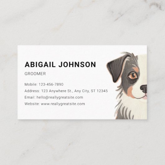 かわいい犬のデザインでカスタマイズ可能なペットグルーミング 名刺 (裏面)