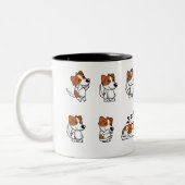 かわいい犬のデザインの陶器マグカップ ツートーンマグカップ (左)