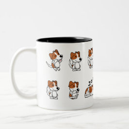 かわいい犬のデザインの陶器マグカップ ツートーンマグカップ