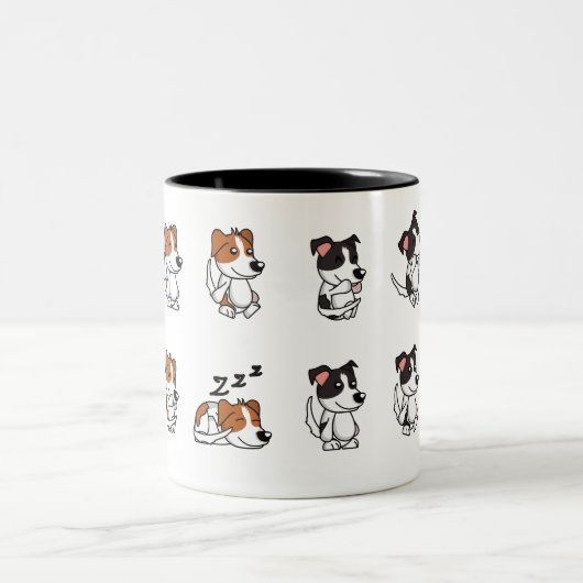 かわいい犬のデザインの陶器マグカップ ツートーンマグカップ (中央)