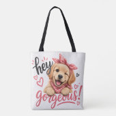 かわいい犬のデザイン トートバッグ (裏面)