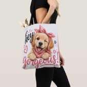 かわいい犬のデザイン トートバッグ (クローズアップ)