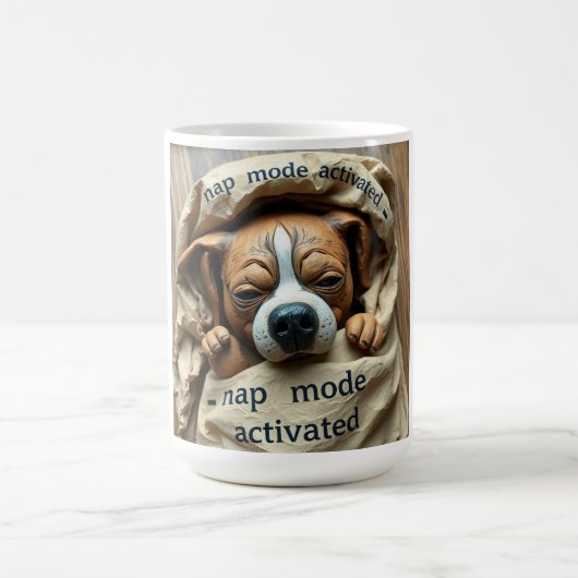 かわいい犬のデザイン「Dog Nap Mode Activated」 コーヒーマグカップ (中央)
