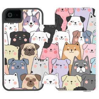 かわいい犬のデザイン  iPhone SE/5/5sウォレットケース