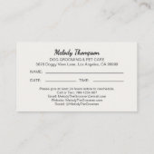 かわいい犬のトリマーペットケアアポイントメントリマインダー 名刺 (裏面)