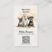 かわいい犬のトリマーペットケアアポイントメントリマインダー 名刺 (正面)