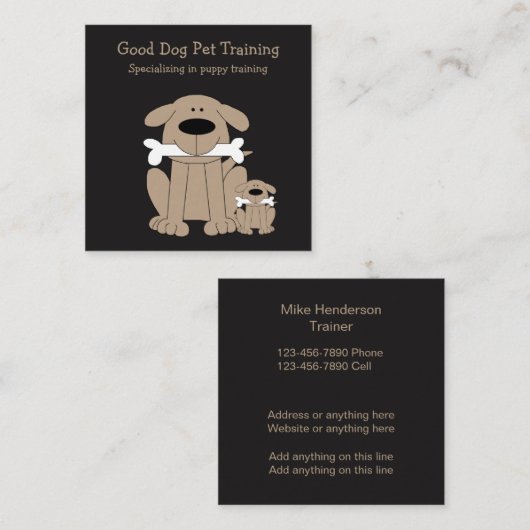 かわいい犬のトレーニング名刺 スクエア名刺 (正面/裏面)