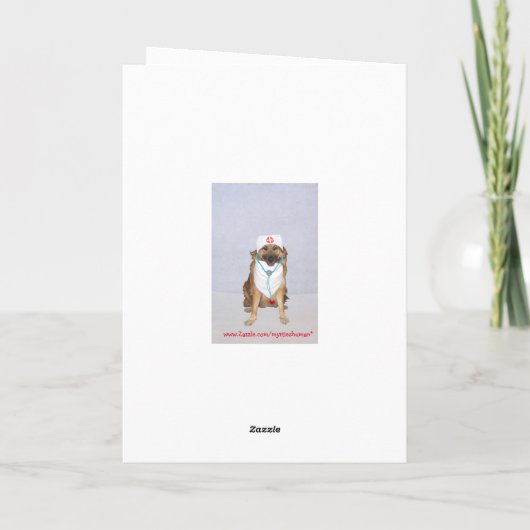 かわいい犬のナースがよくカードをもらう サンキューカード (裏面)