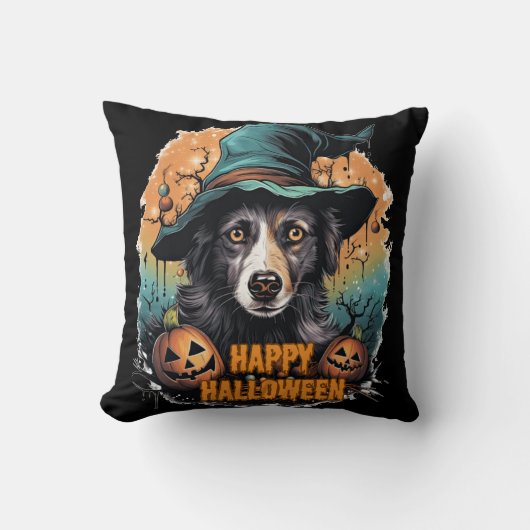かわいい犬のハロウィンパーティー クッション (正面)