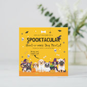 かわいい犬のハロウィンパーティー | ペットの仮装ハロウィン 招待状 (スタンド正面)