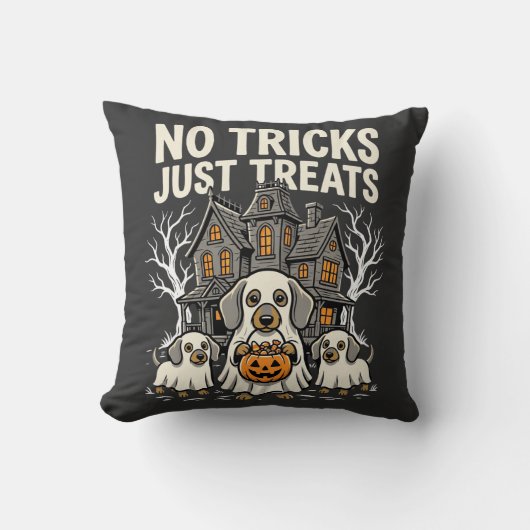 かわいい犬のハロウィン お菓子をください クッション (正面)