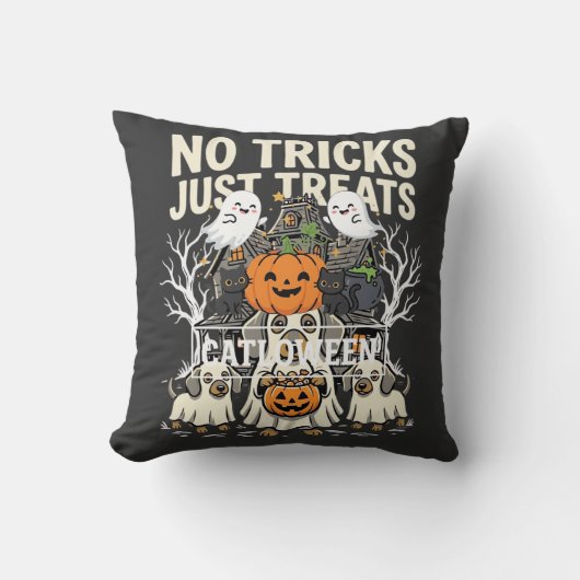 かわいい犬のハロウィン お菓子をちょうだい クッション (正面)