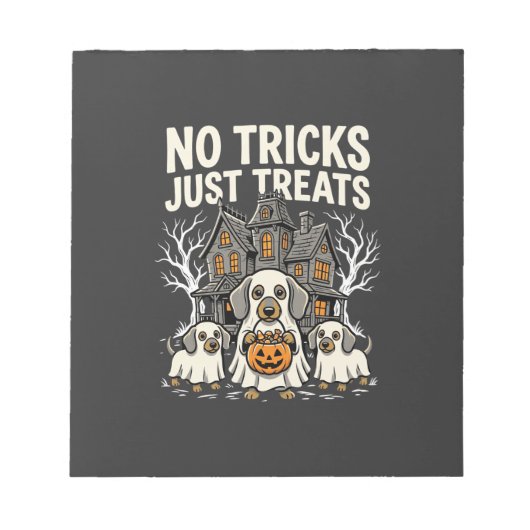 かわいい犬のハロウィン お菓子をちょうだい ノートパッド (正面)