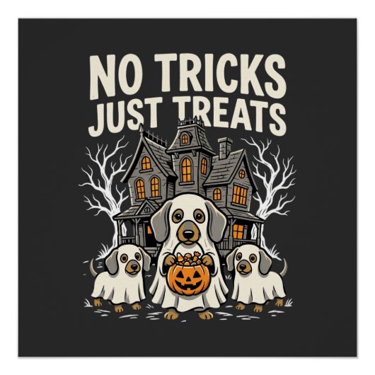 かわいい犬のハロウィン お菓子をちょうだい ポスター (正面)