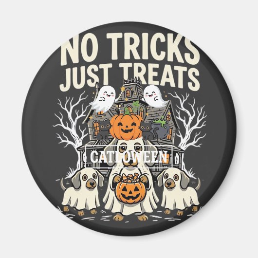 かわいい犬のハロウィン お菓子をちょうだい マグネット (正面)