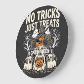 かわいい犬のハロウィン お菓子をちょうだい ラージ壁時計 (傾斜)