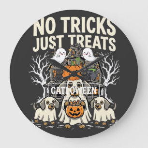 かわいい犬のハロウィン お菓子をちょうだい ラージ壁時計