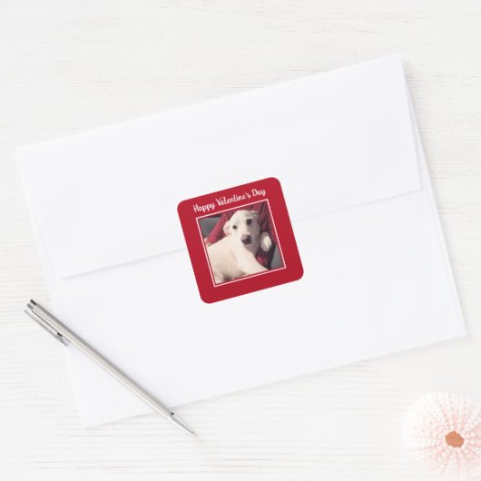 かわいい犬のバレンタインデー スクエアシール (封筒)
