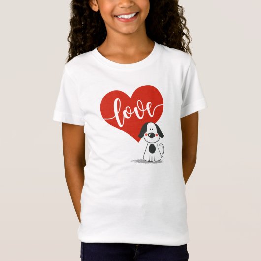かわいい犬のバレンタインデー Tシャツ (正面)
