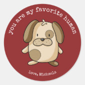 かわいい犬のバレンタイン ラウンドシール (正面)