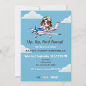 かわいい犬のパイロット飛行機雲、旅行最初の誕生日 招待状 (正面)