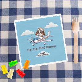 かわいい犬のパイロット&セスナ飛行機、旅行、最初の誕生日 スタンダードランチョンナプキン