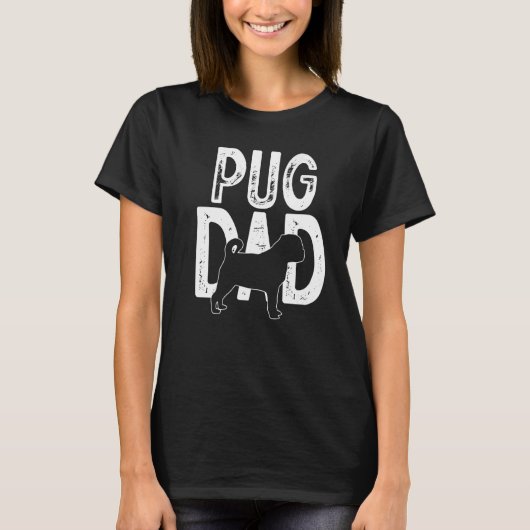 かわいい犬のパグパパ子犬の父親 Tシャツ (正面)