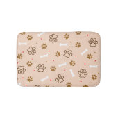 かわいい犬のパターンと爪骨の小さな水玉模様 バスマット (正面)