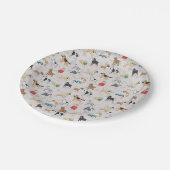 かわいい犬のパターンデザインホワイト ペーパープレート (アングル)