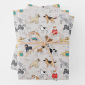 かわいい犬のパターンデザインホワイト ラッピングペーパーシート (インサイチュ)