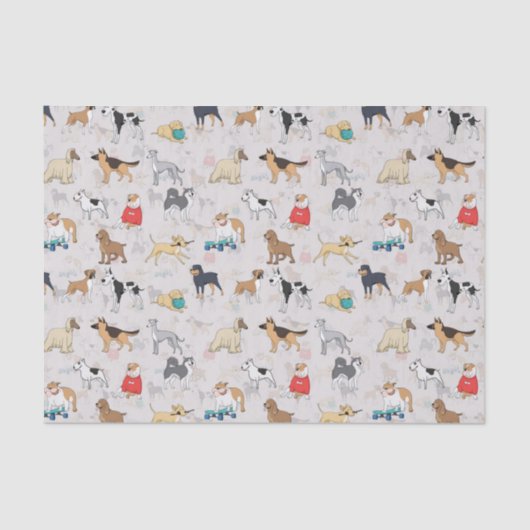 かわいい犬のパターンデザインホワイト 薄葉紙 (正面)