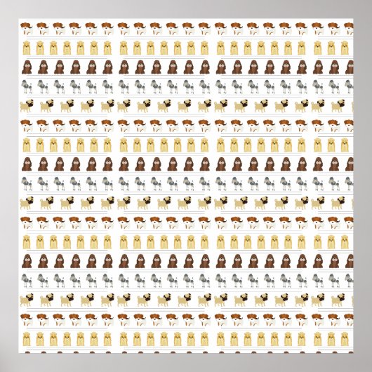 かわいい犬のパターンデザイン愛犬家 – 白 ポスター (正面)