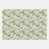 かわいい犬のパターン青い赤い緑 ラッピングペーパーシート (正面2)