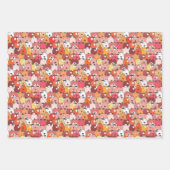 かわいい犬のパターン青い赤い緑 ラッピングペーパーシート (正面)