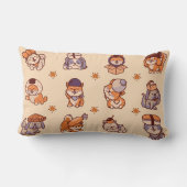 かわいい犬のパターン – かわいい子犬お洒落 ランバークッション (裏面)