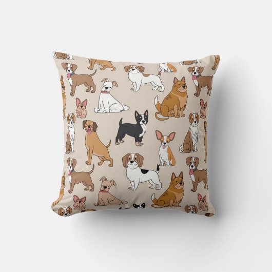 かわいい犬のパターン クッション (正面)
