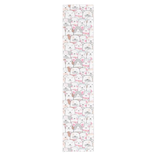 かわいい犬のパターン ショートテーブルランナー (正面)