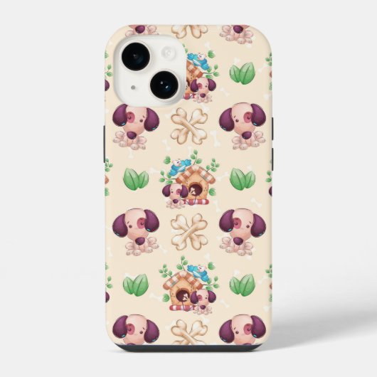 かわいい犬のパターン  iPhoneケース (裏面)