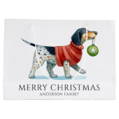 かわいい犬のパーソナライズされたクリスマス ラージペーパーバッグ (裏面)
