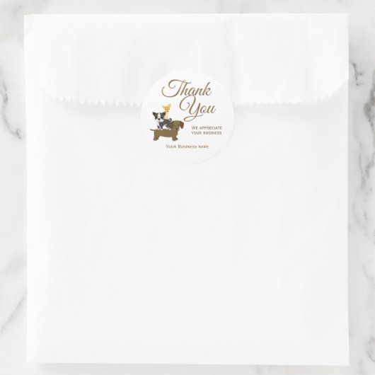 かわいい犬のビジネスありがとう ラウンドシール (バッグ)