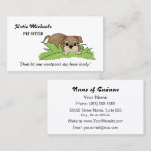 かわいい犬のピンクの弓ペット座るサービス 名刺 (正面/裏面)