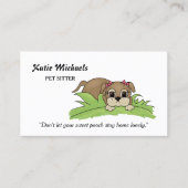 かわいい犬のピンクの弓ペット座るサービス 名刺 (正面)