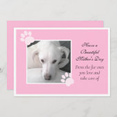 かわいい犬のピンクの母の日の肉球フレーム写真 シーズンカード (正面/裏面)